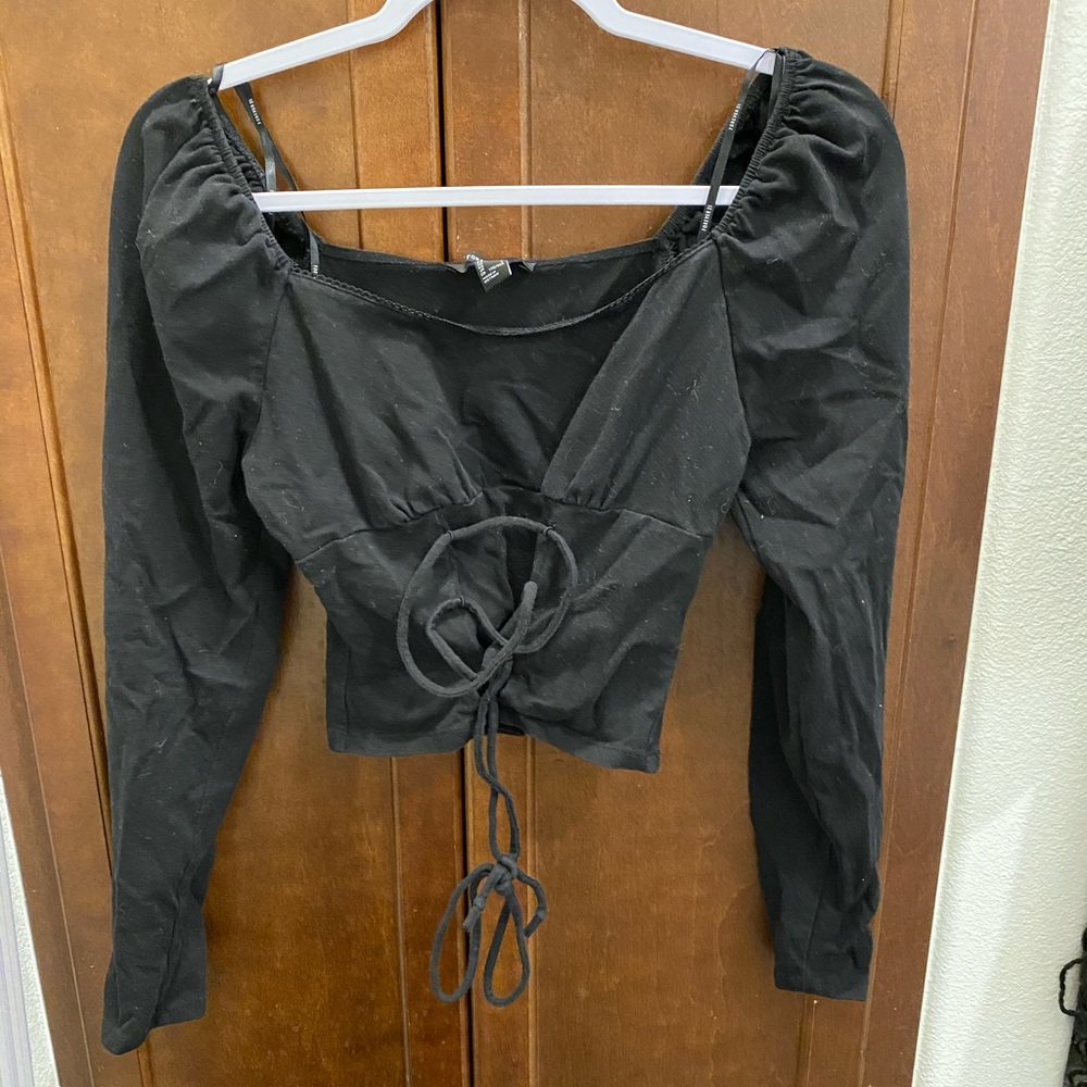 Black lace up corset cropped top.
